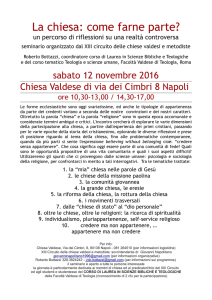 La chiesa: come farne parte? - Facoltà Valdese di Teologia