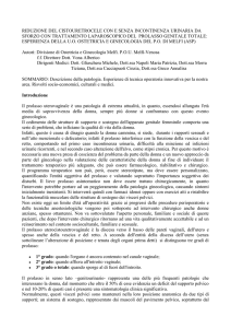 colposospensione laparoscopica del prolasso genitale totale