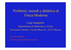 Problemi, metodi e didattica di Fisica Moderna