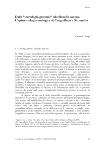 Dalla “tecnologia generale” alla filosofia sociale. L`epistemologia