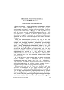 PROCESSI STOCASTICI DI LEVY O DI DE FINETTI – LEVY ? Attilio