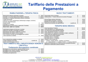 Tariffario delle Prestazioni a Pagamento