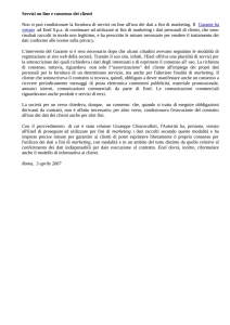 Servizi on line e consenso dei clienti Non si può condizionare la