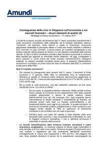 Conseguenze della crisi in Giappone sull`economia e sui mercati