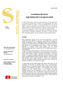 Le tendenze dei tumori negli adolescenti e nei giovani adulti
