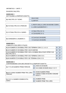 ARITMETICA 1 UNITÀ 7 DIVISORI E MULTIPLI ESERCIZIO 1