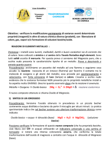 Trasformazioni chimiche - Liceo Scientifico Francesco D`Assisi
