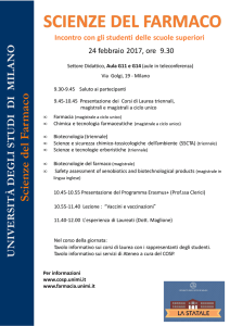 Incontri di Area - Scienze del farmaco 24 febbraio 2017 - Cosp