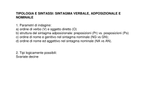 TIPOLOGIA E SINTASSI: SINTAGMA VERBALE