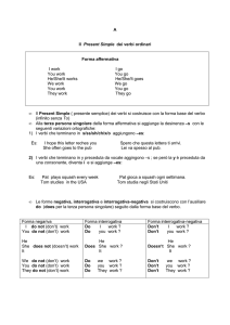 Il Present Simple dei verbi ordinari