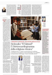 Steinsaltz: “Il Talmud? È l`elettrocardiogramma della religione ebraica”