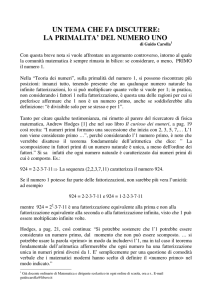un tema che fa discutere: la primalita` del numero uno