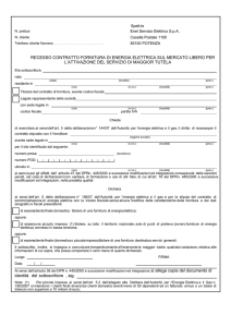 RECESSO CONTRATTO FORNITURA DI ENERGIA ELETTRICA