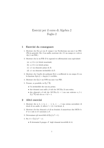 Esercizi per il corso di Algebra 2 Foglio 2