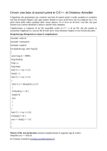 Creare una lista di numeri primi in C/C++ di Cristiano Armellini