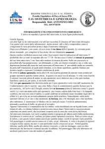 Informazioni utili per intervento chirurgico
