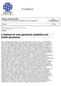 L`ipotesi di una garanzia pubblica sui fondi pensione