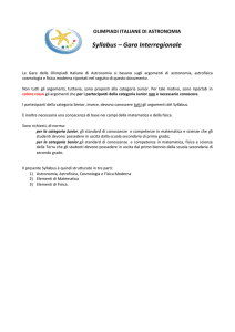 Syllabus – Gara Interregionale - Olimpiadi Italiane di Astronomia