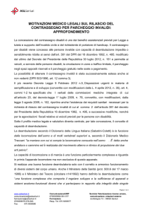 motivazioni medico legali sul rilascio del contrassegno