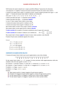 I numeri Interi Relativi
