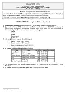 Database per la gestione di una collezione di canzoni Lo studente