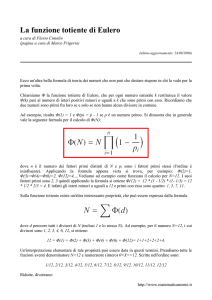 La funzione totiente di Eulero