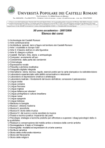 UNIVERSITÀ POPOLARE DEI CASTELLI ROMANI Elenco dei corsi