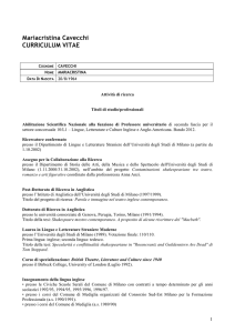 CV AGGIORNATO (febbraio 2016)