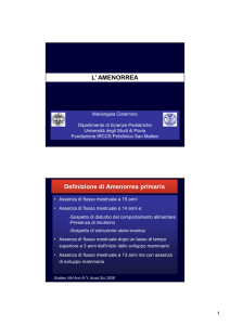 L` AMENORREA Definizione di Amenorrea primaria