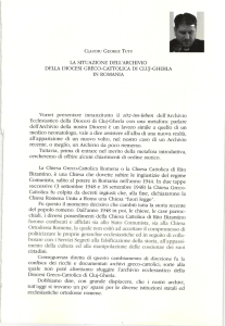C.G. TUTU, La situazione dell`archivio della diocesi greco