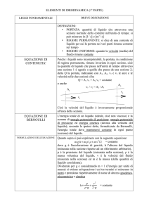 equazione di continuita` equazione di bernoulli - Cossar