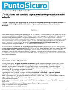 L`istituzione del servizio di prevenzione e protezione