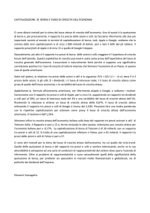 CAPITALIZZAZIONE DI BORSA E TASSO DI CRESCITA DELL