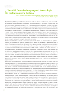 3. Tossicità finanziaria e prognosi in oncologia. Un problema anche