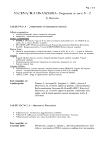 MATEMATICA FINANZIARIA - Programma del corso M – Z