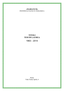 Titoli di tesi Lauree pubblicate - Pontificia Facoltà Teologica