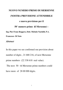 NUOVO NUMERO PRIMO DI MERSENNE