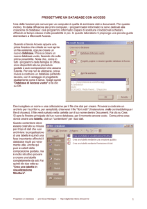 PROGETTARE UN DATABASE CON ACCESS