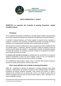 La cessione del contratto di leasing finanziario