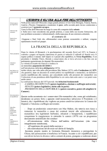 STORIA: l`Europa e gli Stati Uniti alla fine dell`Ottocento