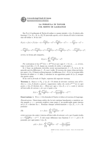 Formula di Taylor col resto di Lagrange