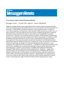 C`è un test per capire la dose di farmaco tollerata Messaggero