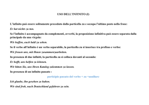 USO DELL`INFINITO (I) L`infinito può essere
