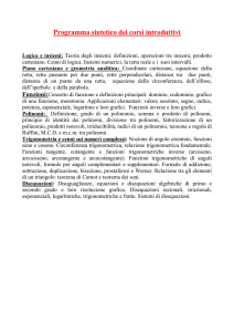Programma sintetico dei corsi introduttivi