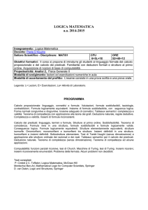 LOGICA MATEMATICA aa 2014-2015 - Dipartimento di Matematica