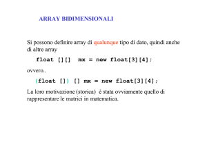 sugli array a due dimensioni.