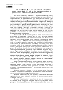 Nota su Habermas, J., La crisi della razionalità nel capitalismo