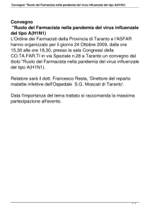 Convegno "Ruolo del Farmacista nella pandemia del virus