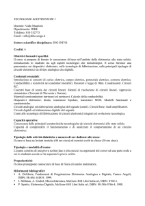 TECNOLOGIE ELETTRONICHE 1 Docente: Valle Maurizio