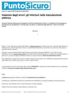 Imparare dagli errori: gli infortuni nella manutenzione elettrica